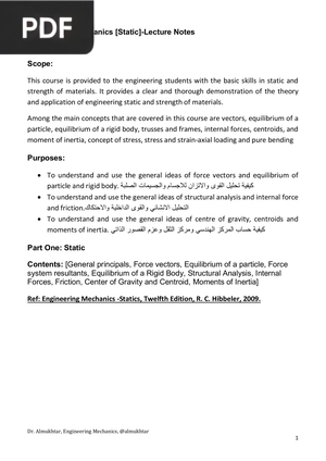 Engineering Mechanics Static - Lecture Notes