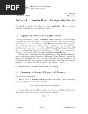 Introduction to Comparative Statics