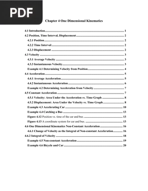 One Dimensional Kinematics