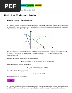 2D Kinematics Solutions