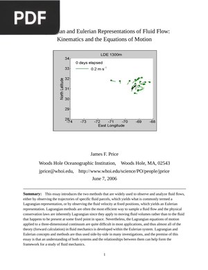 Lagrangian and Eulerian Representations of Fluid Flow Kinematics and the Equations of Motion