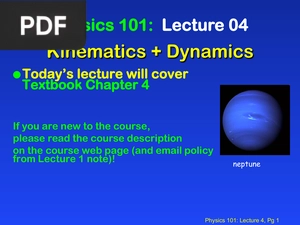 Lecture Kinematics Dynamics (Presentation)