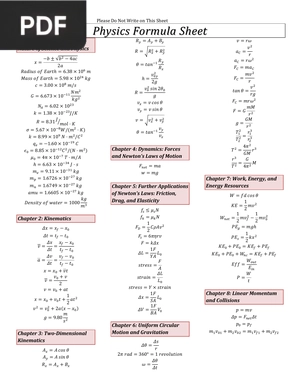 Physics Formula Sheet (Article)