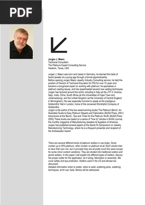 Platinum Solders Proper Use and Application in Jewelry Making