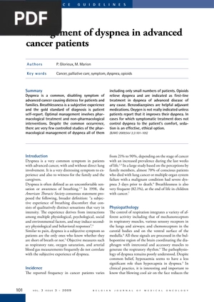 Management of Dyspnea in Advanced Cancer Patients (Article)