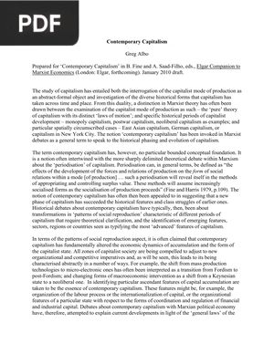 Contemporary Capitalism (Article)