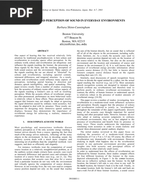 Acoustics and Perception of Sound in Everyday Environments (Article)