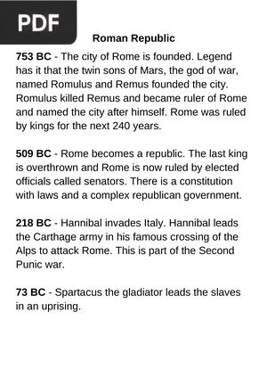 Roman Empire and Republic Timeline (Article)