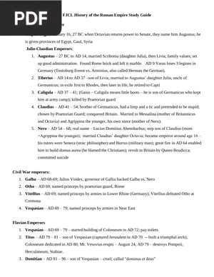 History of the Roman Empire Study Guide (Article)