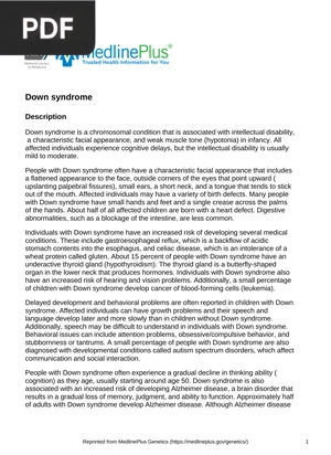 Down syndrome (Article)