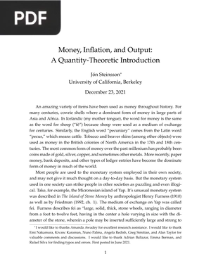 Money, Inflation, and Output: A Quantity-Theoretic Introduction