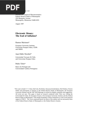 Electronic Money: The End of Inflation?