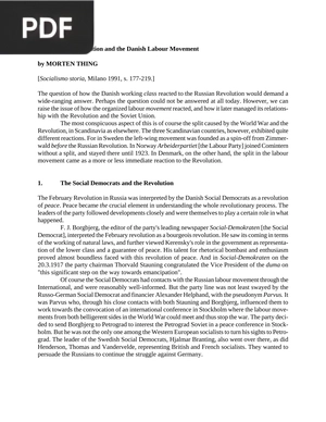 The Russian Revolution and the Danish Labour Movement