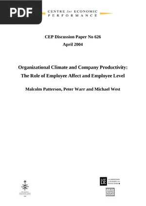 Organizational Climate and Company Productivity: The Role of Employee Affect and Employee Level