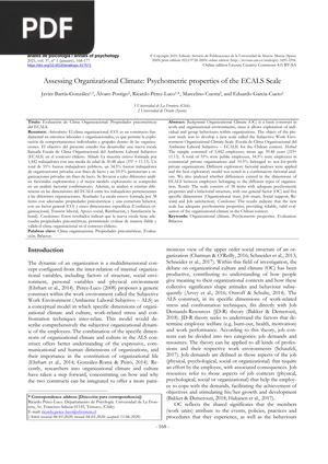 Assessing Organizational Climate: Psychometric properties of the ECALS Scale