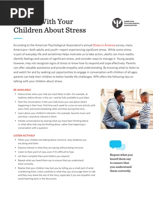 Talking With Your Children About Stress (Article)