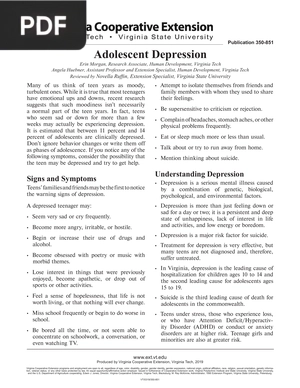 Adolescent Depression (Article)