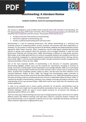 Benchmarking: A Literature Review