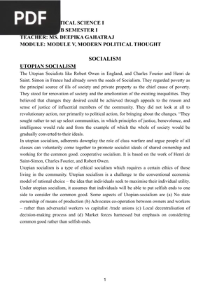 Utopian & scientific socialism (Article)