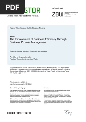 The Improvement of Business Efficiency Through Business Process Management