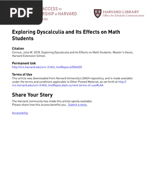 Exploring Dyscalculia and Its Effects on Math Students