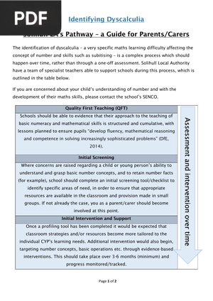 Identifying Dyscalculia