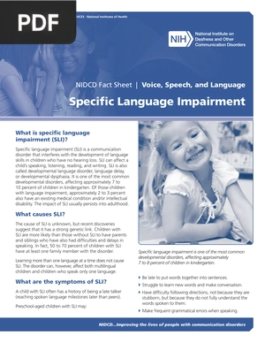 Specific language impairment in children SLI (Article)