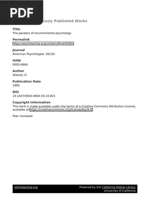 The paradox of environmental psychology