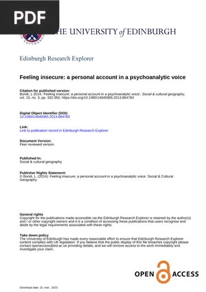 Feeling insecure: a personal account in a psychoanalytic voice