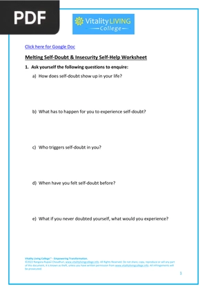 Melting Self-Doubt & Insecurity Self-Help Worksheet (Article)