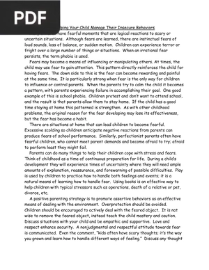 Helping Your Child Manage Their Insecure Behaviors (Article)