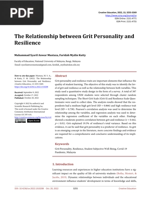 The Relationship between Grit Personality and Resilience