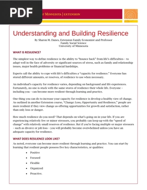 Understanding and Building Resilience
