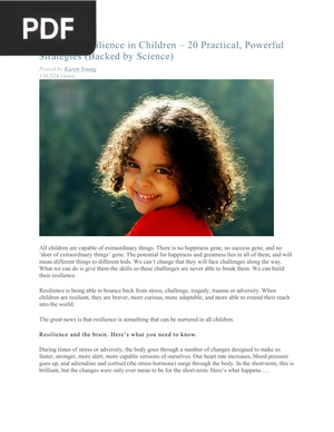 Building Resilience in Children - 20 Practical, Powerful Strategies (Article)