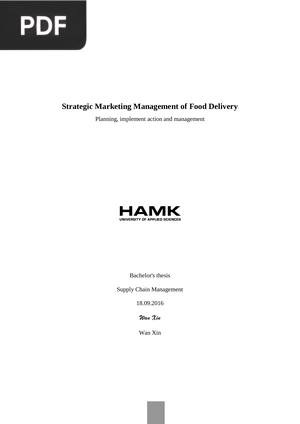 Strategic Marketing Management of Food Delivery