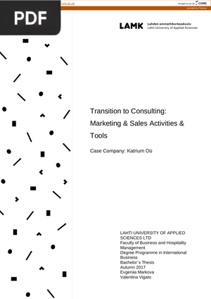 Transition to Consulting - Marketing & Sales Activities & Tools