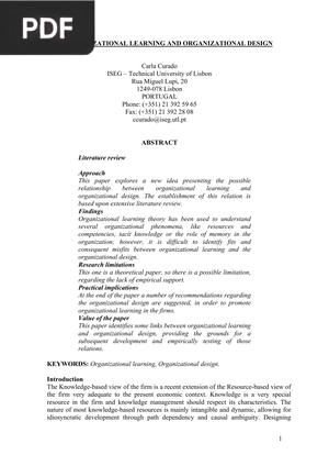 Organizational Learning And Organizational Desig