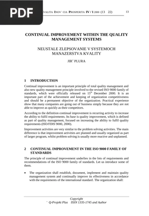 Continual Improvement Within The Quality Management Systems (Article)