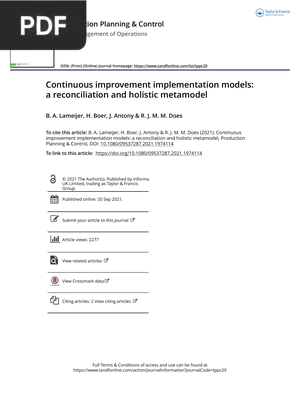 Continuous improvement implementation models: a reconciliation andholistic metamodel