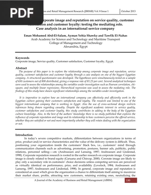 The impact of corporate image and reputation on service quality, customer satisfaction and customer loyalty