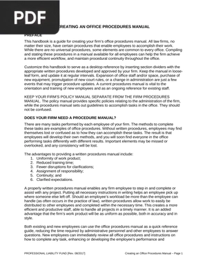 Creating an office procedures manual