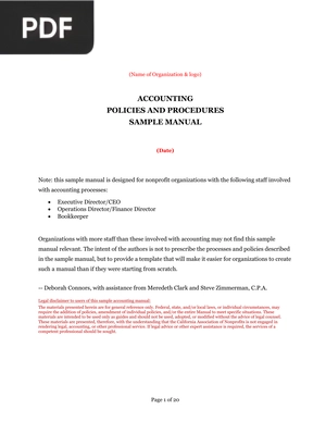 Accounting policies and procedures sample manual