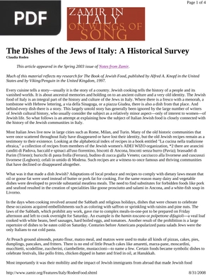 The Dishes of the Jews of Italy: A Historical Survey  (Article)