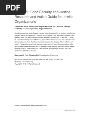 Fit to Eat: Food Security and Justice Resource and Action Guide for Jewish Organizations