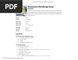 Venezuelan Mondongo Soup