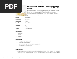 Venezuelan Ponche Crema (Eggnog)