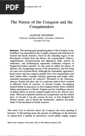 The Nature of the Conquest and the Conquistadors