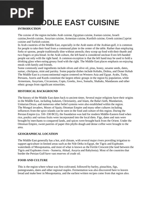 Middle East Cuisine (Article)