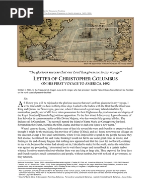 Letter of Christopher Colombus on his first Voyage to America, 1942 (Article)