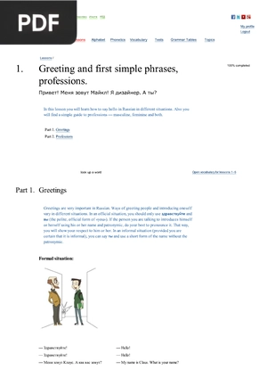 Lesson 1 – Greeting and first simple phrases